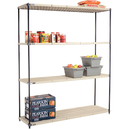 Nexel Nexelite 4 Shelf, Vented Plastic Mat Shelving Unit, Starter, 72inW x 24inD x 86inH 331794N